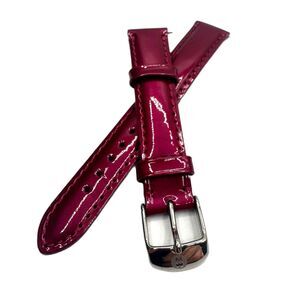 Michele 16mm Raspberry Pink Patent Leather Watch Strap Silver Buckle